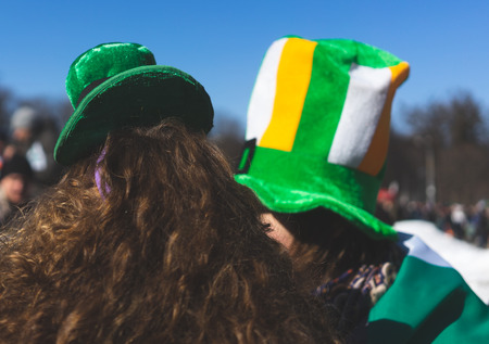 Participants in the celebration of St. Patrick's Day in Moscow.の写真素材