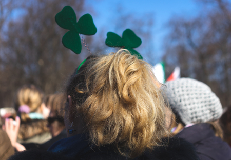 Participants in the celebration of St. Patrick's Day in Moscow.の写真素材