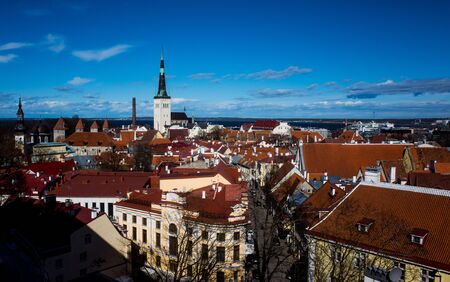 21 April 2018 Tallinn, Estonia. View of the Old town from the observation deckのeditorial素材