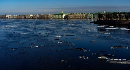 Ice on the Neva river in St. Petersburg.の写真素材