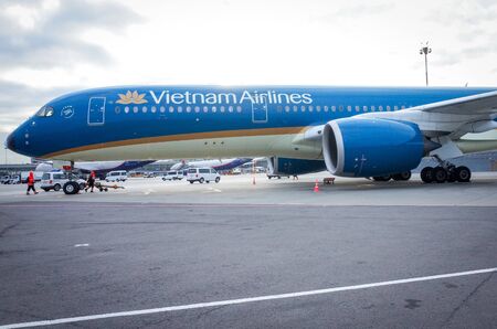October 29, 2019, Moscow, Russia. Plane Airbus A350-900 Vietnam Airlines at Sheremetyevo airport in...