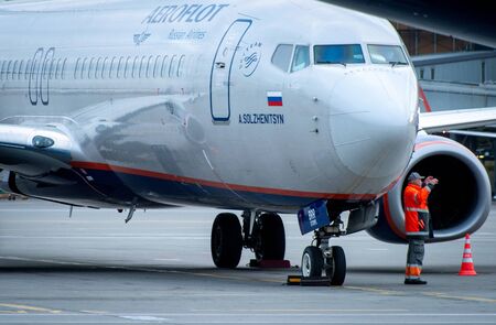 October 29, 2019, Moscow, Russia. Plane Boeing 737-800 Aeroflot - Russian Airlines at Sheremetyevo...