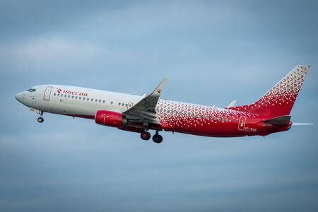 October 29, 2019, Moscow, Russia. Plane 
Boeing 737-800 Rossiya - Russian Airlines at Sheremetyevo airport in Moscow.のeditorial素材