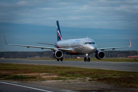 October 29, 2019, Moscow, Russia. Plane Airbus A320-200 Aeroflot - Russian Airlines at Sheremetyevo...