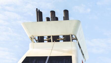 Pipes on a modern multi-deck sea ferry.