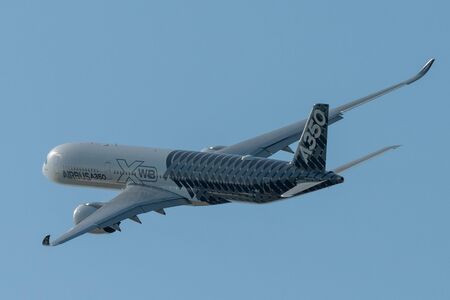 August 30, 2019. Zhukovsky, Russia. long-range wide-body twin-engine passenger aircraft Airbus...