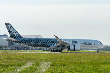 August 30, 2019. Zhukovsky, Russia. long-range wide-body twin-engine passenger aircraft Airbus...