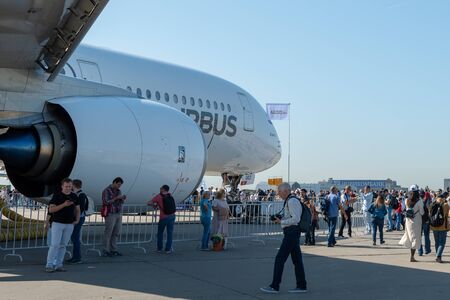 August 30, 2019. Zhukovsky, Russia. long-range wide-body twin-engine passenger aircraft Airbus...