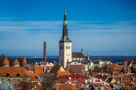 21 April 2018 Tallinn, Estonia. View of the Old town from the observation deckのeditorial素材