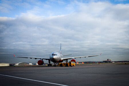 October 29, 2019, Moscow, Russia. Plane 
Airbus A330-200 Aeroflot - Russian Airlines at Sheremetyevo airport in Moscow.のeditorial素材