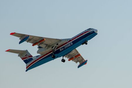 August 30, 2019. Zhukovsky, Russia. Multipurpose amphibious aircraft Beriev Be-200 Altair  at the...
