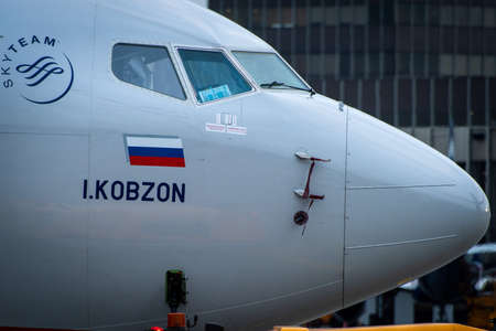 October 29, 2019, Moscow, Russia. Plane 
Boeing 737-800 Aeroflot - Russian Airlines at Sheremetyevo airport in Moscow.のeditorial素材