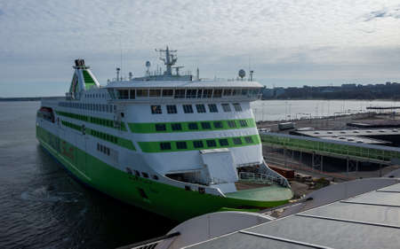 23 April 2019, Tallinn, Estonia. High-speed passenger and car ferry of the Estonian shipping concern...