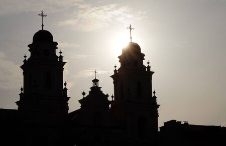 Silhouette of the Cathedral of the blessed Name of the blessed virgin Mary in Minsk.の写真素材