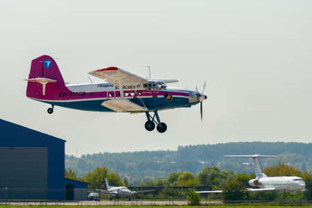 August 30, 2019. Zhukovsky, Russia. Light multi-purpose aircraft Antonov AN-2-100 at the...