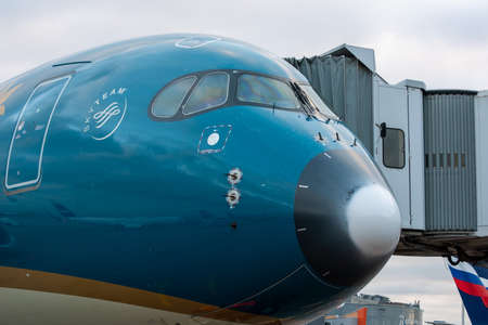 October 29, 2019, Moscow, Russia. Plane Airbus A350-900 Vietnam Airlines at Sheremetyevo airport in...