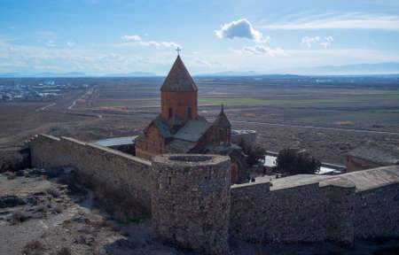 Ancient Armenian monastery at the foot of the biblical mount Ararat Khor Virap.