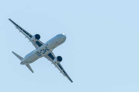 August 30, 2019. Zhukovsky, Russia. Promising Russian medium-range narrow-body passenger aircraft Irkut MC-21 at the International Aviation and Space Salon MAKS 2019.のeditorial素材