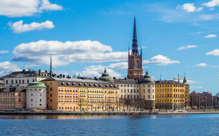 April 22, 2018. Stockholm, Sweden. Panorama of the historic center of Stockholm in clear weather.のeditorial素材