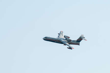 August 30, 2019. Zhukovsky, Russia. Multipurpose amphibious aircraft Beriev Be-200 Altair at the...