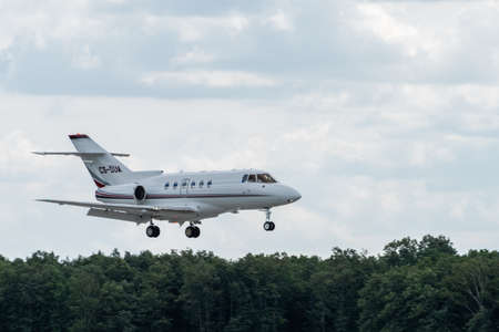 July 2, 2019, Moscow, Russia. Airplane Raytheon Hawker 750 NetJets Europe Airline at Vnukovo airport...