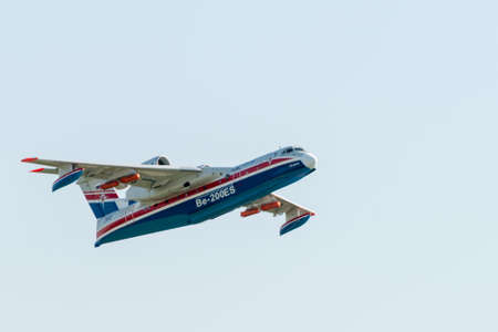 August 30, 2019. Zhukovsky, Russia. Multipurpose amphibious aircraft Beriev Be-200 Altair at the...