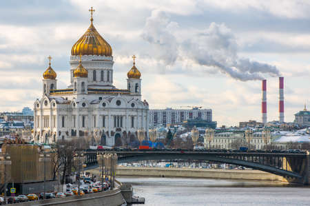 February 5, 2020, Moscow, Russia Cathedral of Christ the Savior in Moscow on a clear frosty dayのeditorial素材