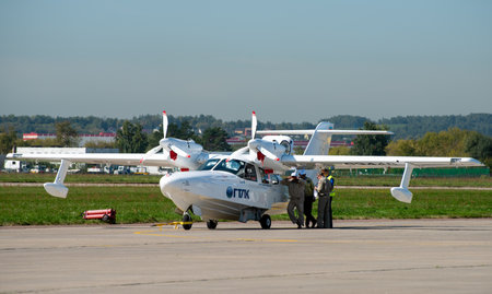 August 30, 2019, Moscow region, Russia. La-8 amphibious aircraft at the International aviation and...