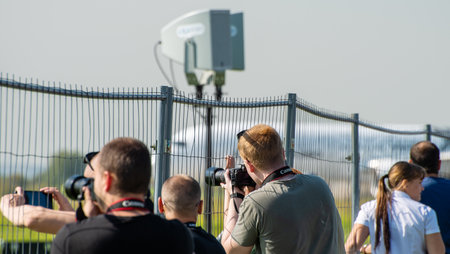 August 31, 2019, Moscow region, Russia. Spectators at the International Aerospace Salon MAKS 2019.のeditorial素材