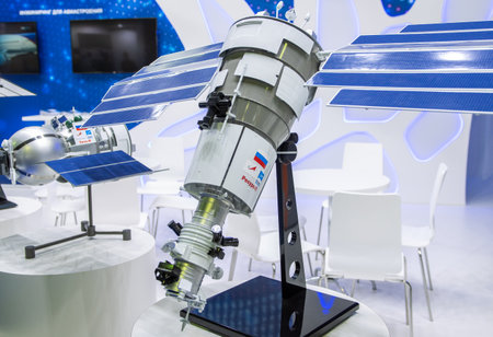 August 31, 2019, Moscow region, Russia Russian civilian spacecraft for Earth remote sensing Resurs-P.のeditorial素材