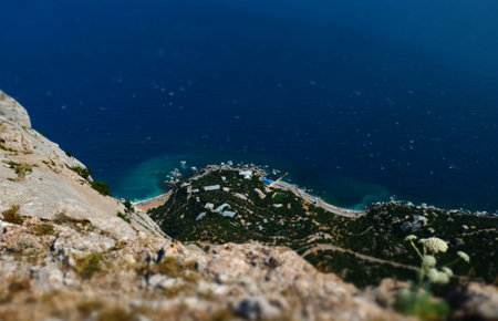 Mediterranean landscape. Forested rocks of the Black Sea coast of the southern coast of the Crimean...