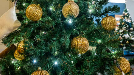 Handmade Christmas toys on the Christmas tree.