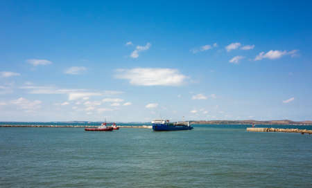 July 15, 2017 A cargo ferry transports railway wagons in the Kerch Strait.のeditorial素材
