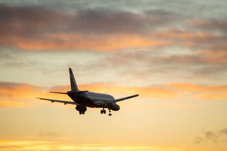 November 23, 2018, Moscow, Russia An Aeroflot aircraft is landing at Sheremetyevo airport.のeditorial素材