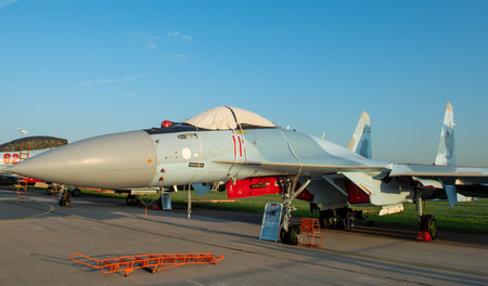 August 30, 2019, Moscow region, Russia. Russian Sukhoi Su-35S multi-purpose super maneuverable...