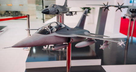 August 30, 2019, Moscow region, Russia. A mock-up of the Chinese Hongdu L-15 combat training aircraftのeditorial素材