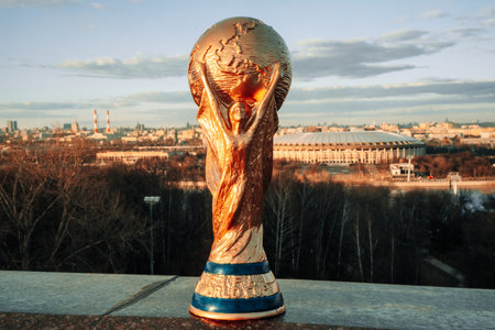 April 13, 2018, Moscow, Russia. FIFA World Cup on the background of the Luzhniki Stadium.のeditorial素材