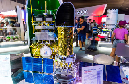 August 30, 2019, Moscow region, Russia. Mockâ€”up of the Space Telescope World Space...