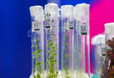Sprouts of an agricultural plant grown in a test tube.の写真素材