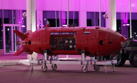 December 8, 2021, Sochi, Russia. The layout of the Russian autonomous uninhabited underwater vehicle...