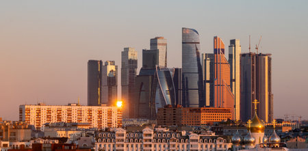 July 16, 2022, Moscow, Russia. View of the Moscow International Business Center "Moscow City" on a summer day.のeditorial素材