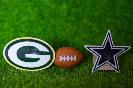 January 10, 2024, Las Vegas, USA, Emblems of the football clubs participating in the National...