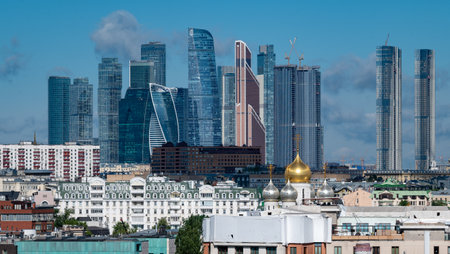 View of the Moscow International Business Center "Moscow City" on a summer day.の写真素材