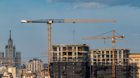 Construction of the Lavrushensky residential complex in the center of the Russian capital.の写真素材