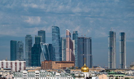 View of the Moscow International Business Center "Moscow City" on a summer day.の写真素材