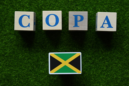 June 20, 2024, Miami, USA. The flag of the Jamaica national team is a participant in America's Cup...