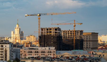 Construction of the residential complex in the center of the Russian capital.の写真素材