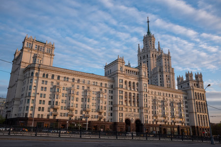 A multi-storey residential building on Kotelnicheskaya Embankment in the Russian capital.の写真素材