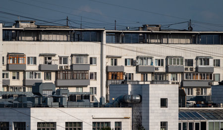 Multi-storey residential buildings in the center of the capital.
