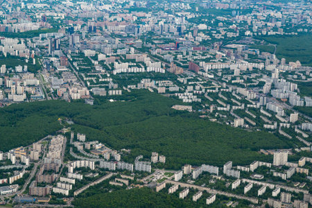 The Moscow sleeping area of Teply Stan from a bird's-eye view.の写真素材